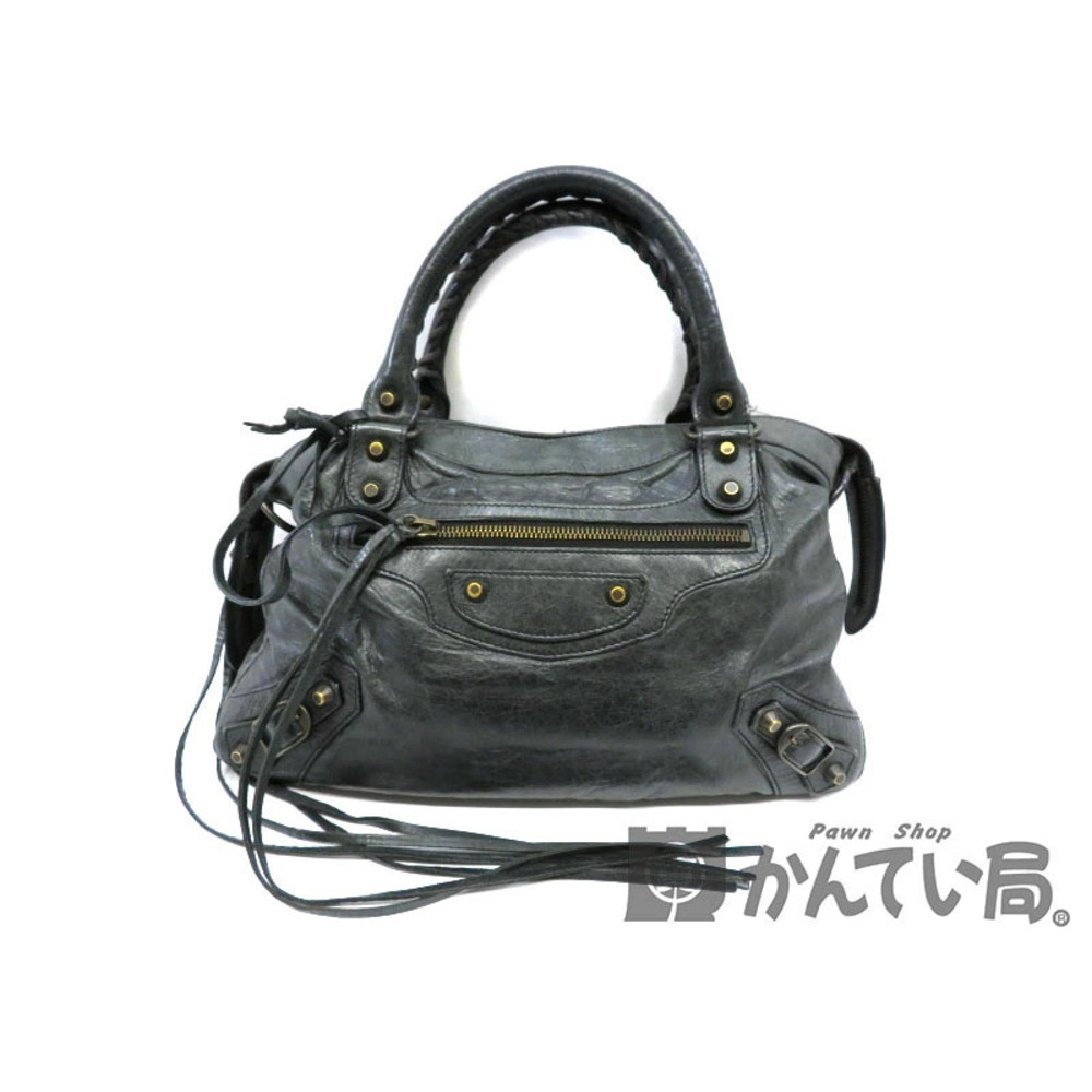 Balenciaga The Town Leather Handbag Shoulder Bag Black